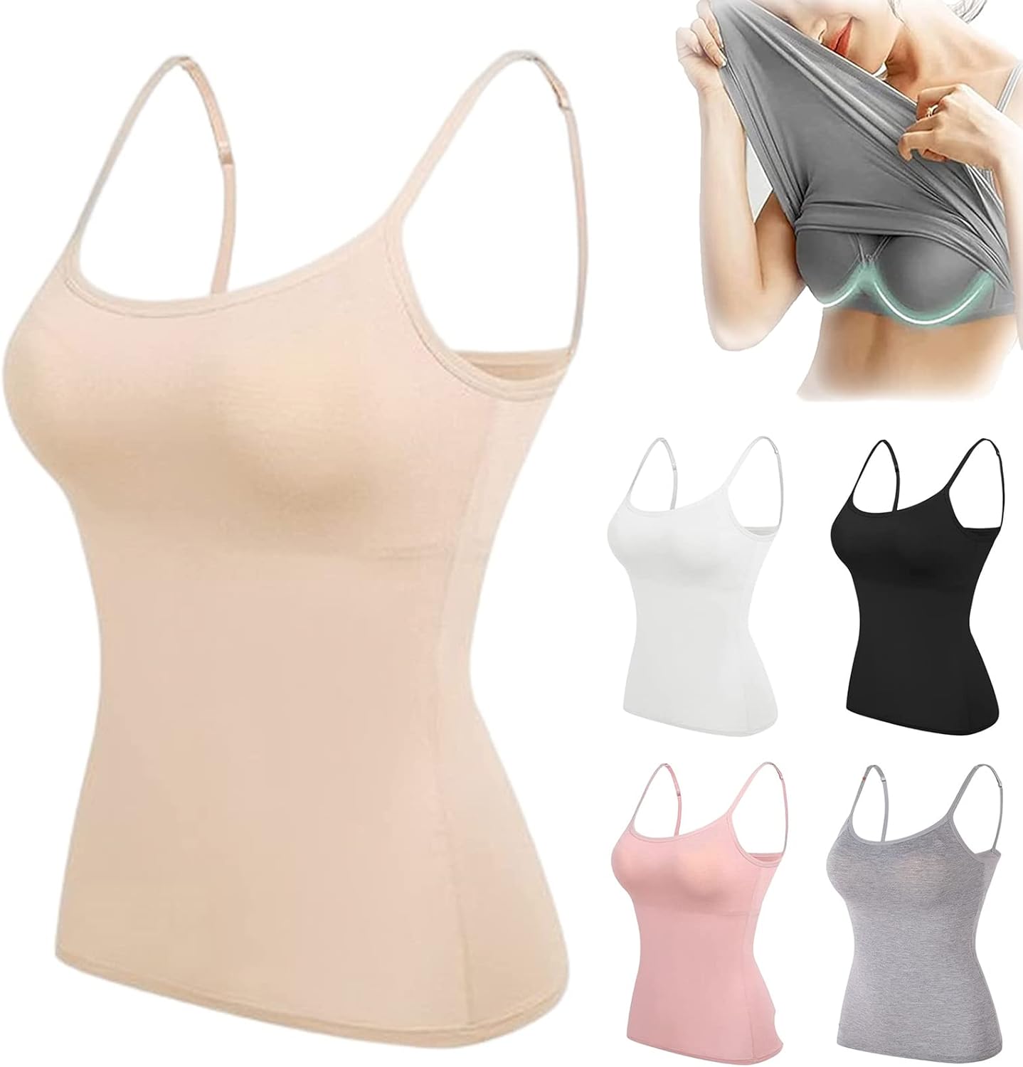 🎁SALE 50% OFF-Women’s Camisole With Built In Padded Bra Vest 💕