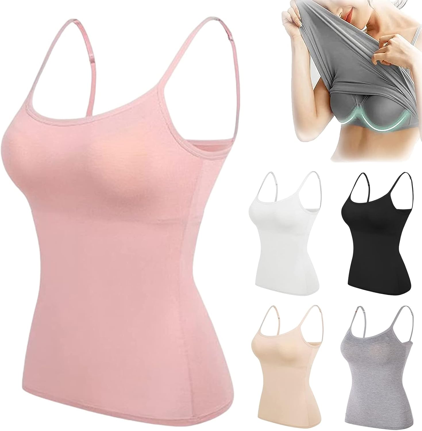 🎁SALE 50% OFF-Women’s Camisole With Built In Padded Bra Vest 💕