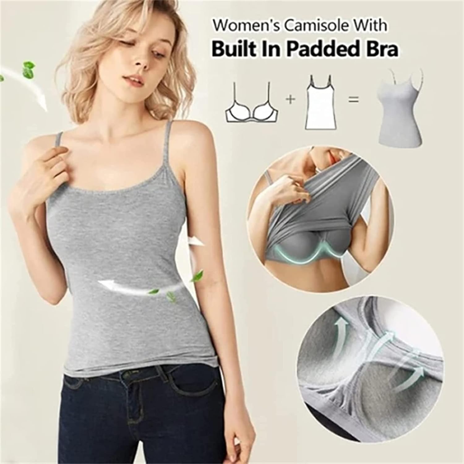 🎁SALE 50% OFF-Women’s Camisole With Built In Padded Bra Vest 💕