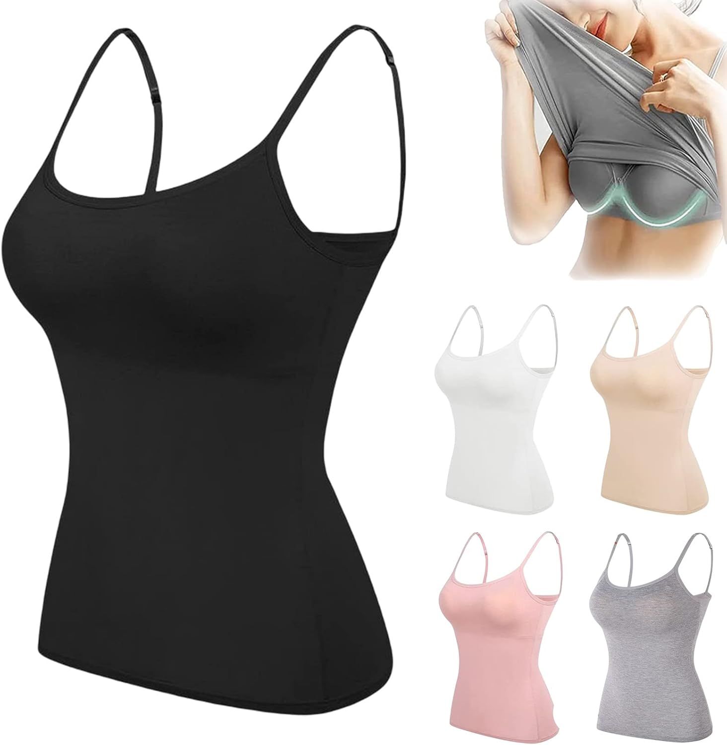 🎁SALE 50% OFF-Women’s Camisole With Built In Padded Bra Vest 💕