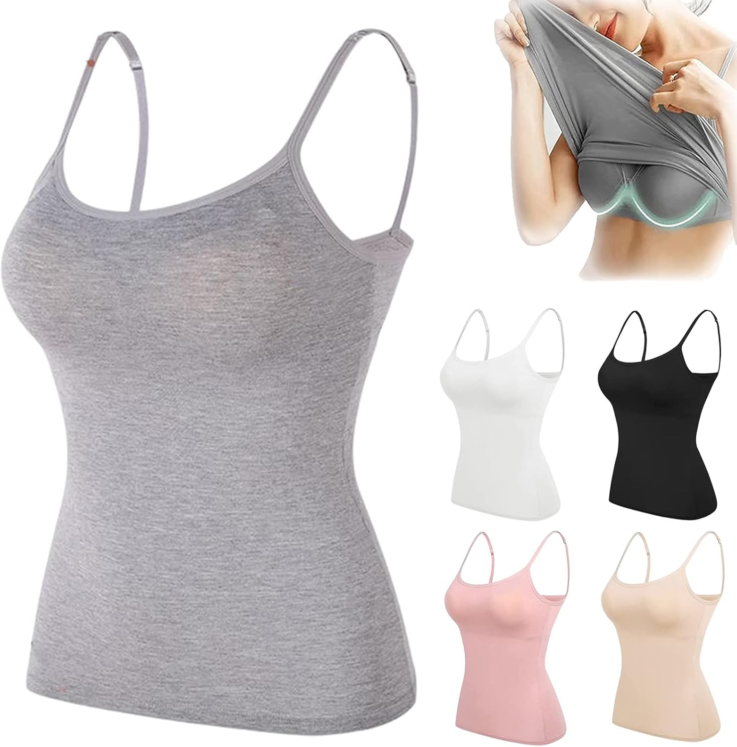 🎁SALE 50% OFF-Women’s Camisole With Built In Padded Bra Vest 💕